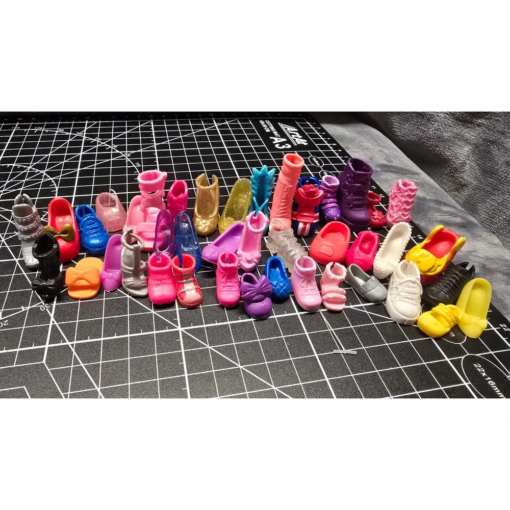 Mixed Mismatched Doll Shoes Lot Heels Sneakers Boots Flats Assorted Colors 30+